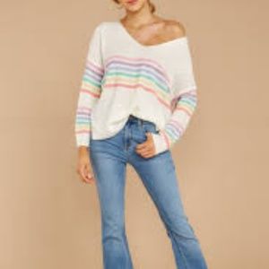 NWOT Lead The Day Rainbow Stripe Sweater FABLE